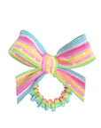 Invisibobble Slim Sprunchie w. Bow Let's Chase Rainbows Hair Tie - Comfortable, Stylish, and Gentle Rainbow Hair Accessory Invisibobble Slim Sprunchie - Rainbow Hair Tie hair tie, scrunchie, Invisibobble, rainbow hair accessory, slim hair tie, decorative hair bow, hair accessories, fashion hair ties, gentle hair ties, colorful hair accessories, whimsical hair accessories, gifts for her, back to school hair accessories