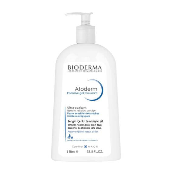 Bioderma Atoderm Intensive Foaming Gel Cleanser for Dry Skin - Fragrance-Free, 1L - Cleanser