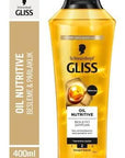 Gliss Oil Nutritive Nourishing Shampoo for Dry and Damaged Hair - 13.53 fl oz, Silikon-Free with Omega 9 and - Shampoo