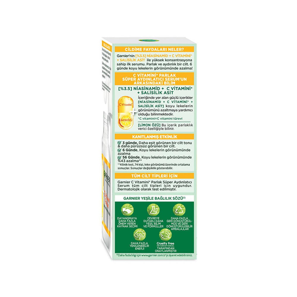 Garnier C Vitamini Parlak Süper Aydınlatıcı Serum - Brightening Face Serum for Even Skin Tone - Face Serum