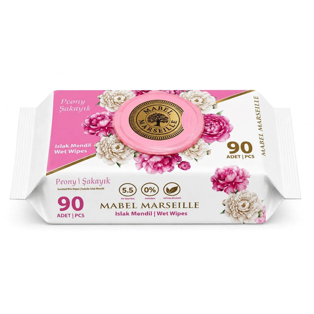 Marseille Peony Scented Wet Wipes for Gentle Cleansing 90 Count