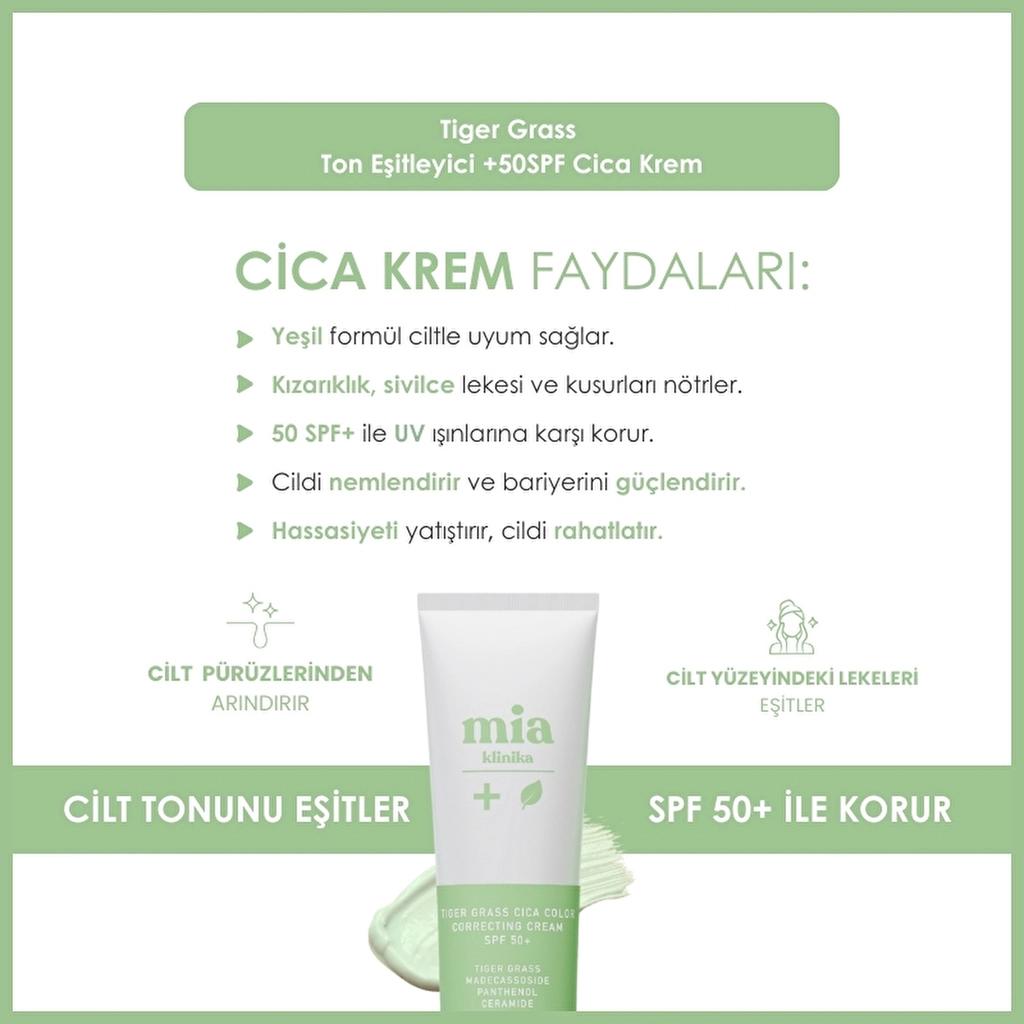 Mia Klinika Tiger Grass Tone Evening SPF 50+ Cica Cream 30 ml