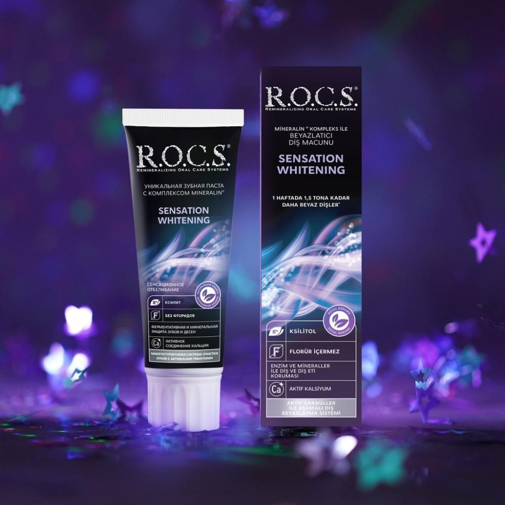 rocs sensation whitening toothpaste 60 ml, active granules in rocs whitening toothpaste, rocs whitening toothpaste packaging R.O.C.S. Sensation Whitening Toothpaste - Extra Whitening | 60 ml ROCS Sensation Whitening Toothpaste | 60 ml rocs-sensation-whitening, whitening-toothpaste, adults, oral-care, teeth-whitening, fluoride-free, sls-free, active-granules, healthy-teeth, ai-generated