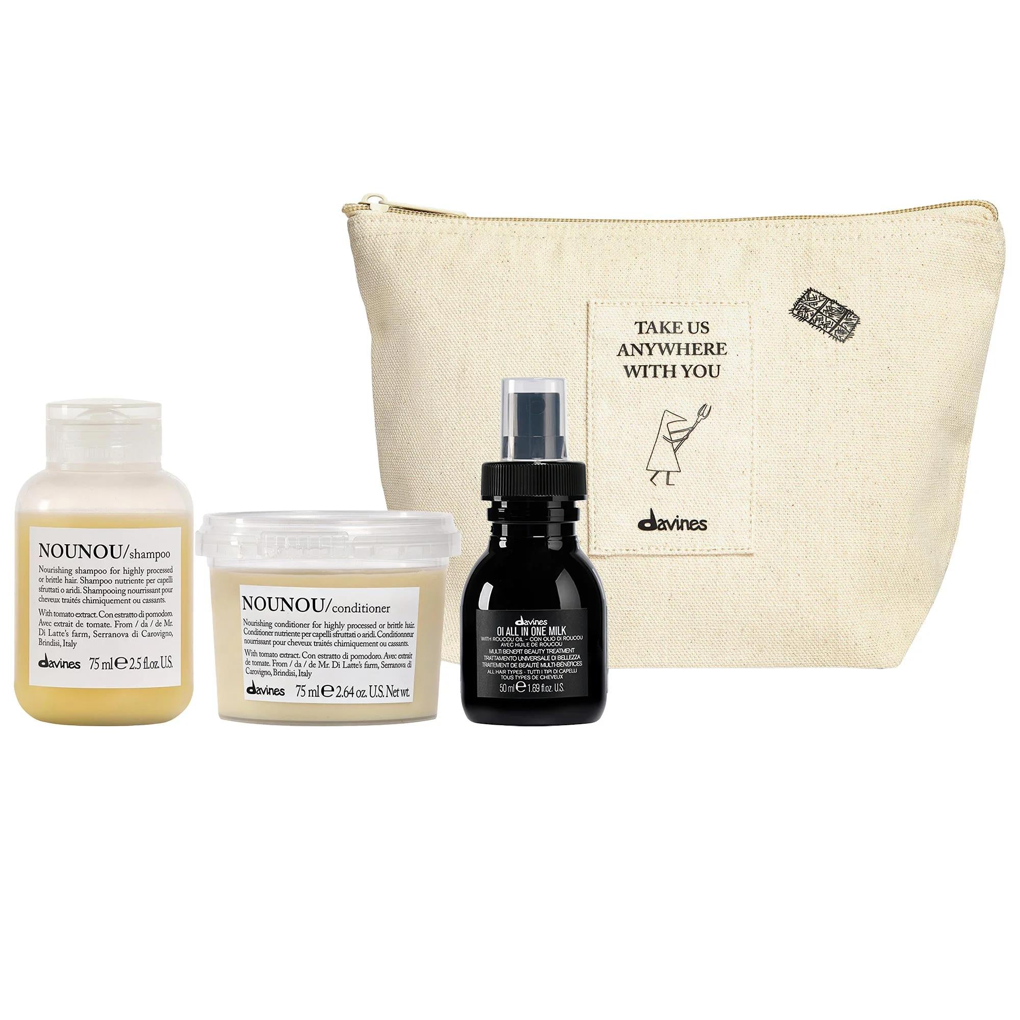 NOUNOU Bestsellers Repair Set for Damaged Hair - Nourishing Shampoo, Conditioner, and Hair Milk for Dry, Brittle Hair Nourishing Hair Repair Set for Damaged Hair | NOUNOU hair repair set, damaged hair care, nourishing shampoo and conditioner, antioxidant hair products, travel size hair care set, hair care routine, damaged hair solution, dry hair repair, brittle hair care, hair nourishment, hair restoration