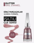 Flormar Glitter Yarı Saydam Simli Oje GL39 Red In Silver - Long Lasting Semi-Transparent Nail Polish - view 4