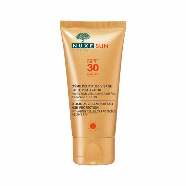 nuxe sun cream for face spf30 - 50ml bottle, nuxe sun cream application on skin, nuxe sun cream texture close-up Nuxe Sun Cream For Face SPF30 - 50ml Nuxe Sun Cream SPF30 for Face - 50ml nuxe, sunscreen, spf30, face-cream, sun-protection, skincare, outdoor, moisturizer, natural-tanning, ai-generated