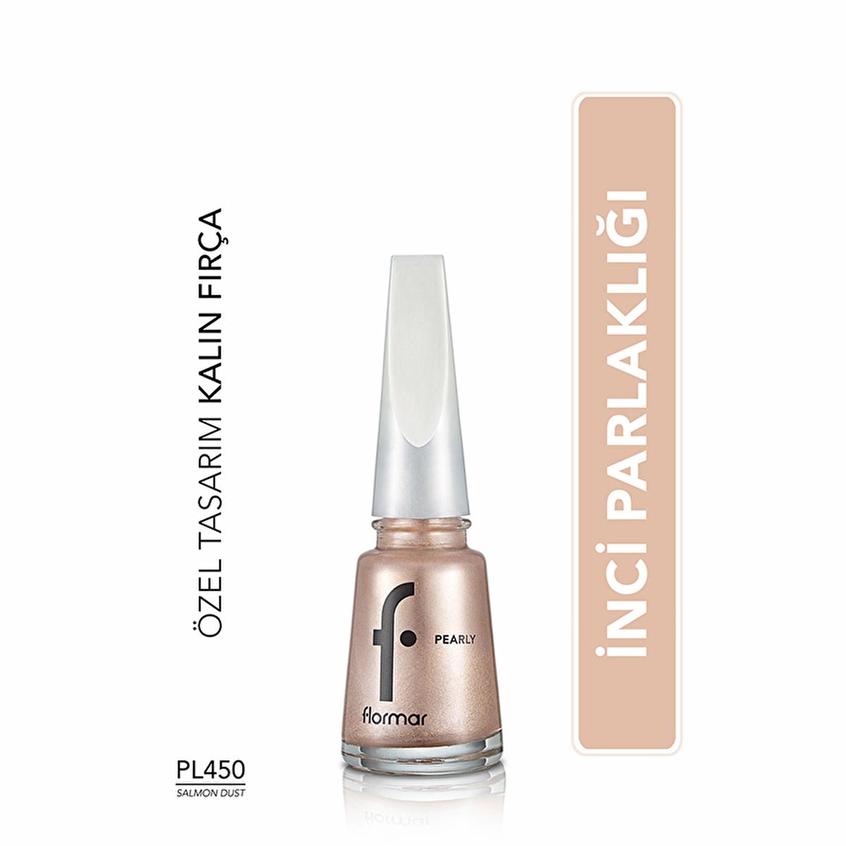 Flormar Pearly Long-Lasting Nail Polish with Shimmering Finish - Salmon Dust PL450 Flormar Pearly Nail Polish - Long-Lasting Shimmering Finish nail polish, pearly nail polish, long-lasting nail polish, shimmering nail polish, Flormar nail polish, Salmon Dust, PL450, beauty, cosmetics, nail care, luxury nail finish, elegant nail color, durable nail polish