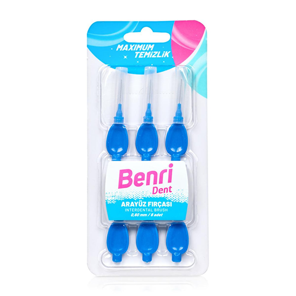 Benri Interdental Brush 0.60 mm - Blue, Effective Oral Hygiene for Braces, Bridges & Dentures - view 2