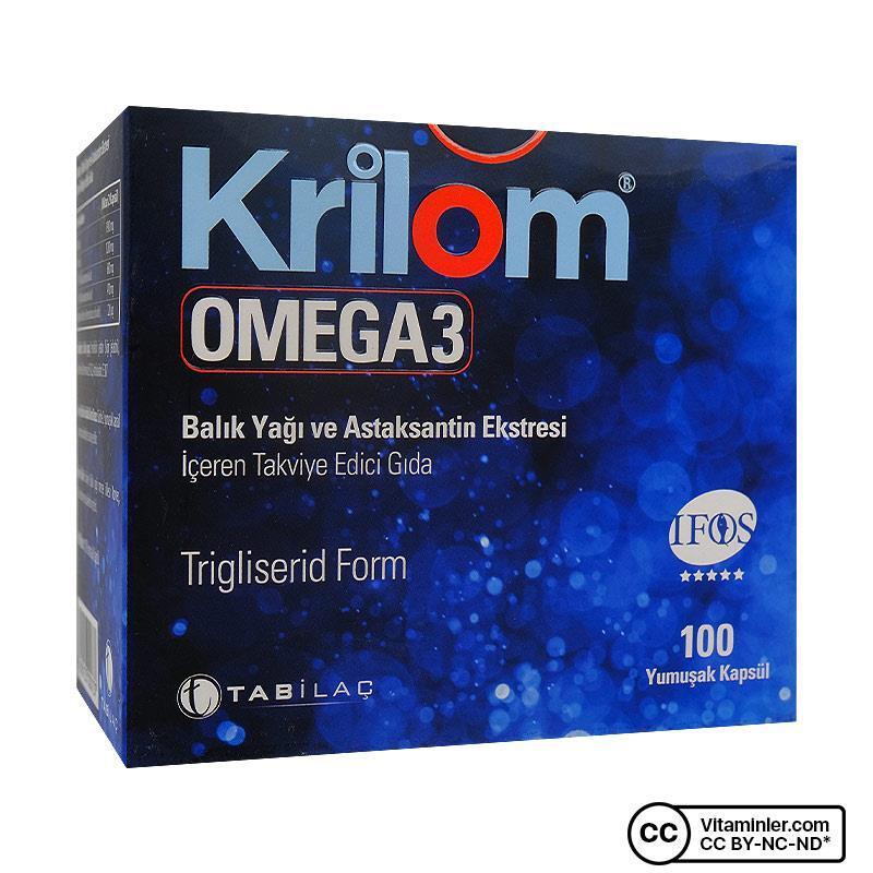 Krilom Omega-3 Dietary Supplement - 100 Softgel Capsules with EPA, DHA, and Astaxanthin for Heart - Vitamin & Supplement