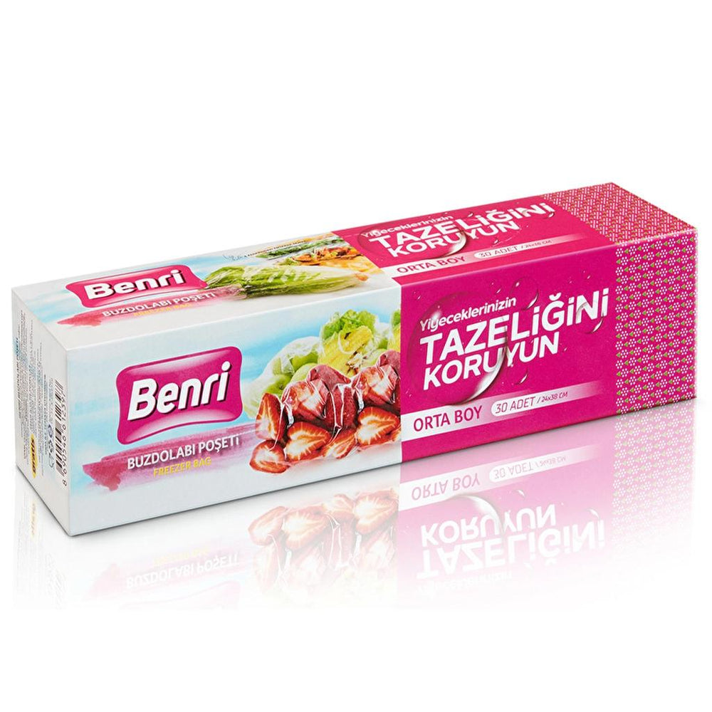 Benri Medium Freezer Bags for Food Storage 30 Count