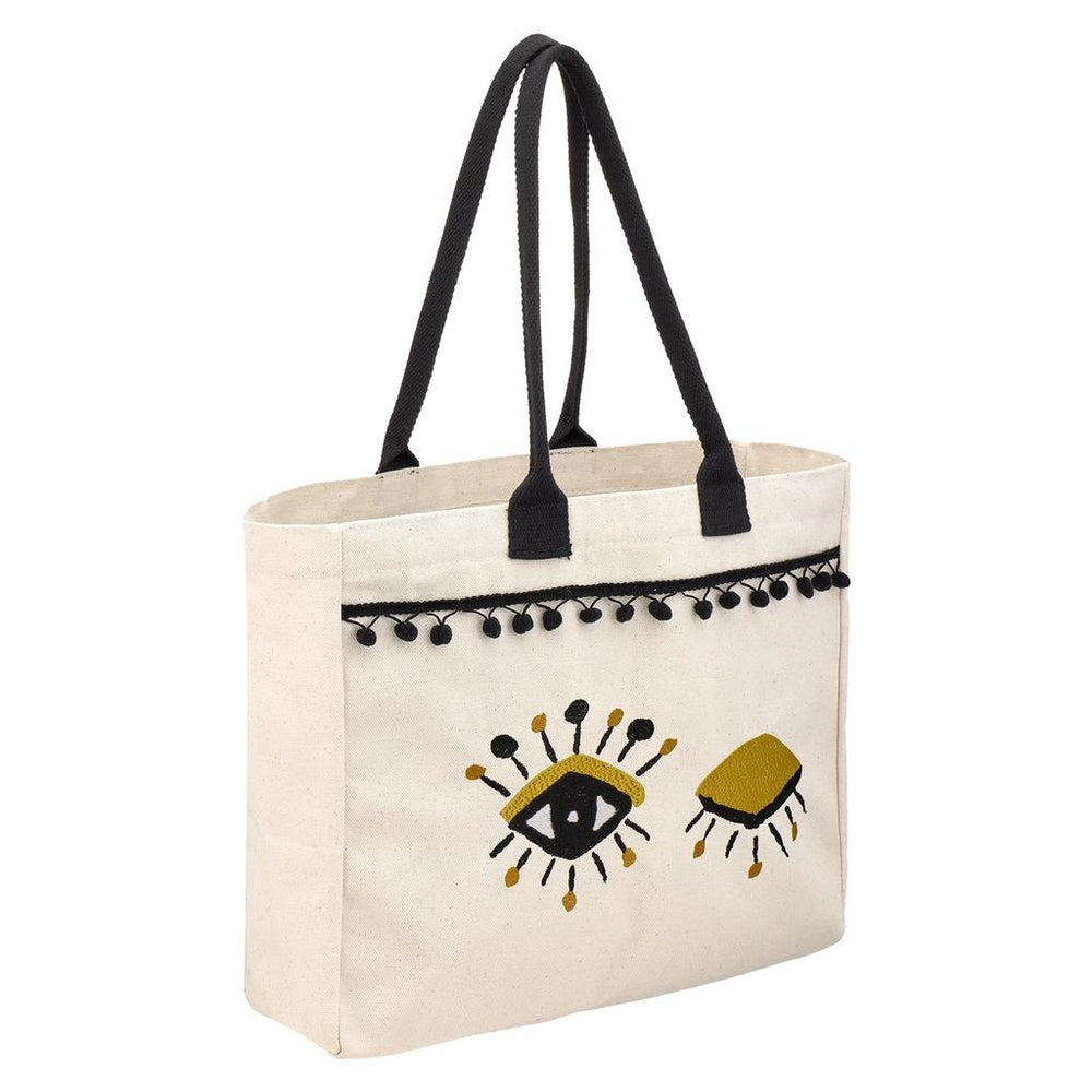 Eklips Eye Embroidered Beach Bag with Blue Details