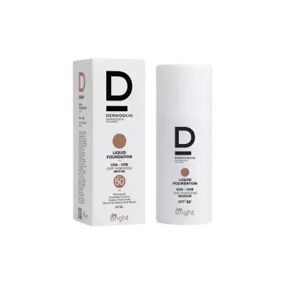 Dermoskin Be Bright SPF50+ Liquid Foundation - Medium Shade, 33ml - Natural Coverage with Sun Protection Dermoskin Be Bright SPF50+ Foundation - Natural Coverage & Sun Protection SPF 50+ Liquid Foundation, Dermoskin Be Bright, Natural Makeup with Sun Protection, Hyaluronic Acid Foundation, Paraben-Free Cosmetics, Liquid Foundation, Sun Protection Makeup, Medium Shade Foundation, Cosmetics for Sensitive Skin, Skincare Makeup, Natural Coverage Foundation, Antioxidant Makeup, Vitamin E Foundation, Daily Makeup