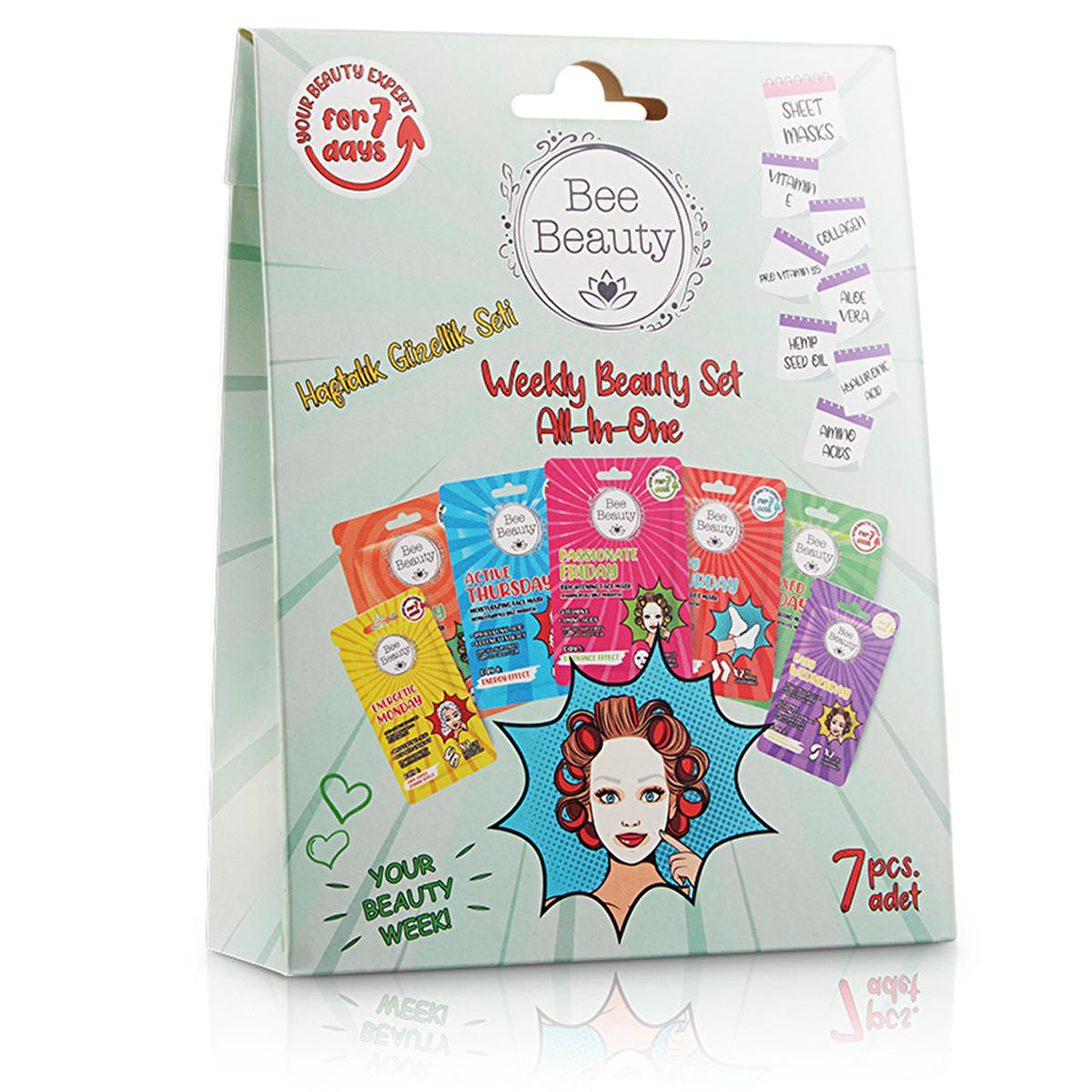 Bee Beauty 7-Day Skincare Mask Set for Face, Hands, and Feet - Comprehensive Facial and Body Care Routine Bee Beauty 7-Day Skincare Mask Set - Face, Hands, Feet skincare mask set, facial care routine, body care masks, natural skincare products, weekly skincare regimen, face masks, hand masks, foot masks, hyaluronic acid, vitamin E, collagen, aloe vera, skincare routine, beauty products, self-care, pampering, glowing skin, radiant complexion