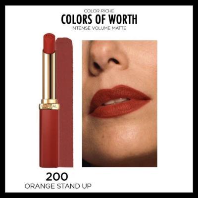 Loreal Paris Color Riche Colors Of Worth Intense Volume Matte Lipstick - 200 Orange Stand Up Loreal Paris Color Riche Matte Lipstick - Long Lasting & Moisturizing Loreal Paris Color Riche, Matte Lipstick, Hyaluronic Acid Lipstick, Long-lasting Lip Color, Moisturizing Lipstick, Lip Care, Cosmetics, Beauty Products, Makeup, Lip Color, Color Riche, Intense Volume, Matte Finish