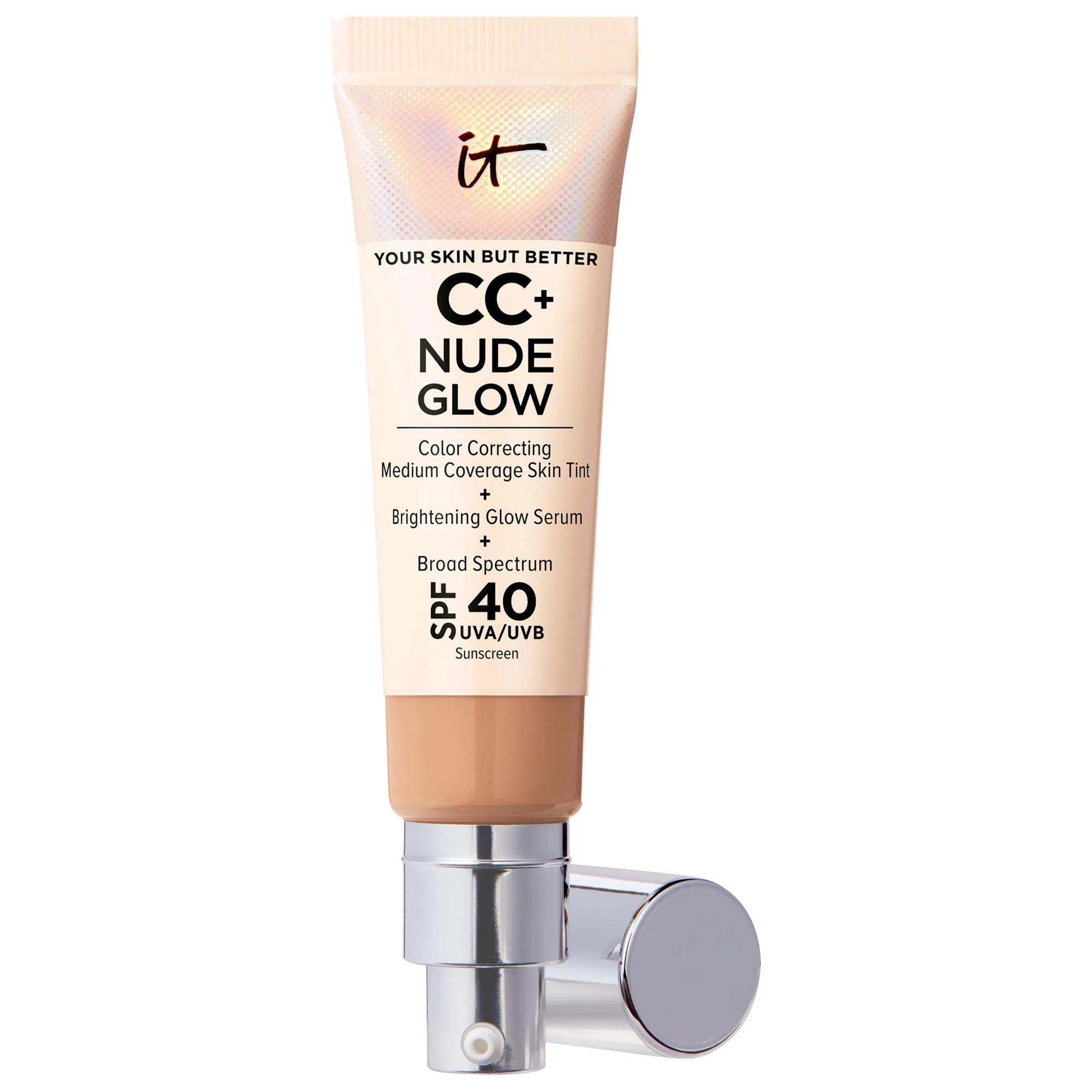 CC+ Nude Glow Lightweight Foundation + Glow Serum with SPF 40 and Niacinamide by CC+ CC+ Nude Glow Foundation - Lightweight, SPF 40 &amp; Niacinamide CC Foundation, Glow Serum, SPF 40, Niacinamide, Hyaluronic Acid, Green Tea Extract, Clean Beauty, Lightweight Foundation, Medium Coverage, Foundation, Skincare, Makeup, Natural Ingredients, Sensitive Skin Friendly, UV Protection, Brightening, Hydrating, Radiant Finish
