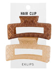 Eklips Frosted Rectangular Hair Clips Beige & Brown 2-Pack