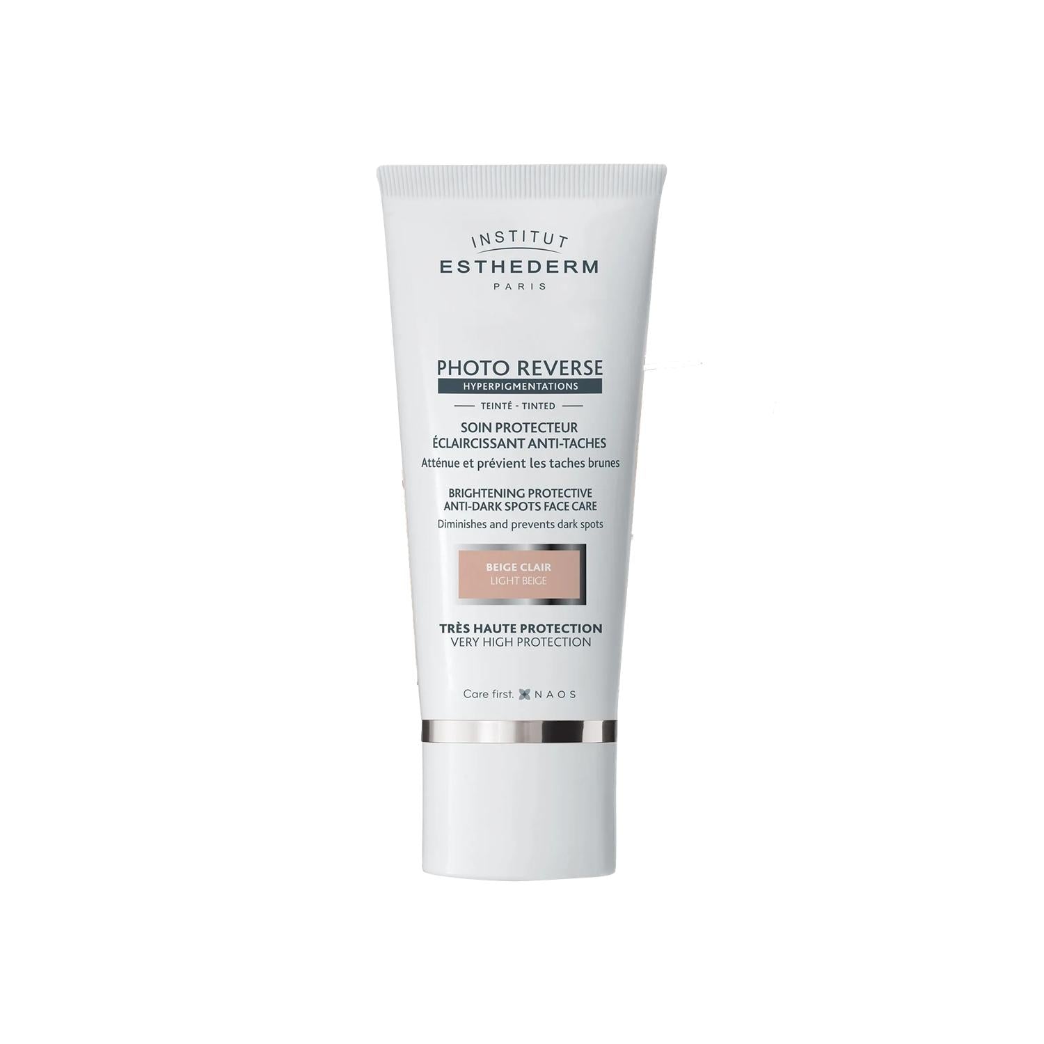 Esthederm Photo Reverse Tinted Light Beige High Protection Tinted Sunscreen - Prevents Sunburn, Enhances Complexion Esthederm Tinted Sunscreen - High Protection & Natural Finish Tinted Sunscreen, Esthederm Photo Reverse, High Protection Sunscreen, Light Beige Tinted Moisturizer, Sunscreen for Face, Skincare with Cosmetic Benefits, Sun Protection, Anti-Aging Skincare, Daily Skincare Routine, Natural-Looking Tint, Skin Cancer Prevention, Sunburn Protection, Advanced Skincare Technology