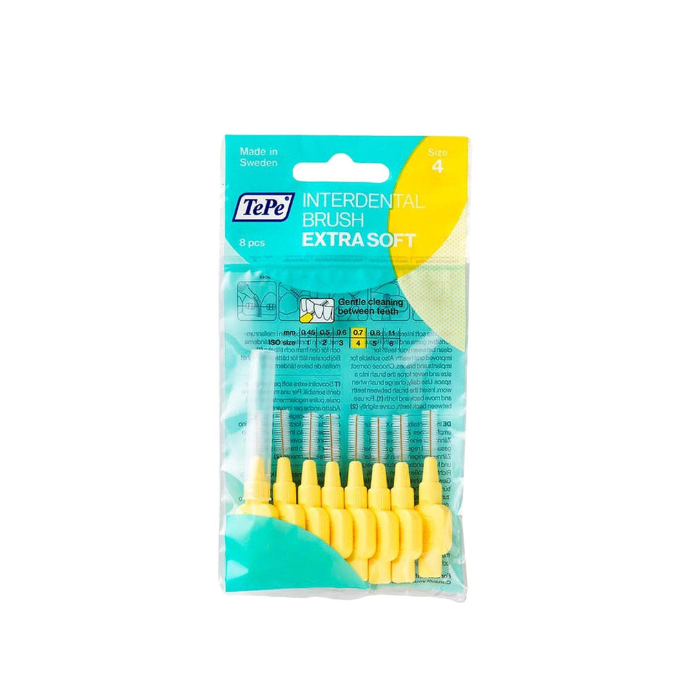 Tepe Extra Soft Interdental Brushes - 0.7mm - 8 Pack - Gentle Gum Cleaning, Sensitive Teeth, Tight Spaces Tepe Extra Soft Interdental Brush 0.7mm: Gentle Gum Cleaning interdental brush, extra soft interdental brush, 0.7 mm interdental brush, Tepe interdental brush, gum health, between teeth cleaning, small interdental brush, sensitive gums, oral hygiene, tight interdental spaces, gentle cleaning, plaque removal, gum sensitivity, dental care, interdental cleaning, yellow interdental brush, ergonomic handle, 