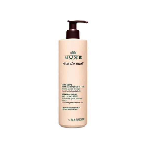 nuxe reve de miel ultra comforting body cream 48hr, nuxe body cream jar with lid, nuxe body cream application on skin Nuxe Reve de Miel Ultra Comforting Body Cream - 48Hr | 400ml Nuxe Reve de Miel Body Cream - Ultra Comforting Moisturizer nuxe, body-cream, ultra-comforting, 48-hour-moisture, hydration, dry-skin, natural-ingredients, skin-care, ai-generated, luxury-body-care