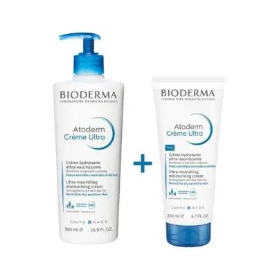 Bioderma Atoderm Creme Ultra Moisturizing Cream Set - Intense Hydration for Dry, Sensitive Skin - 500ml + 200ml - Face Cream