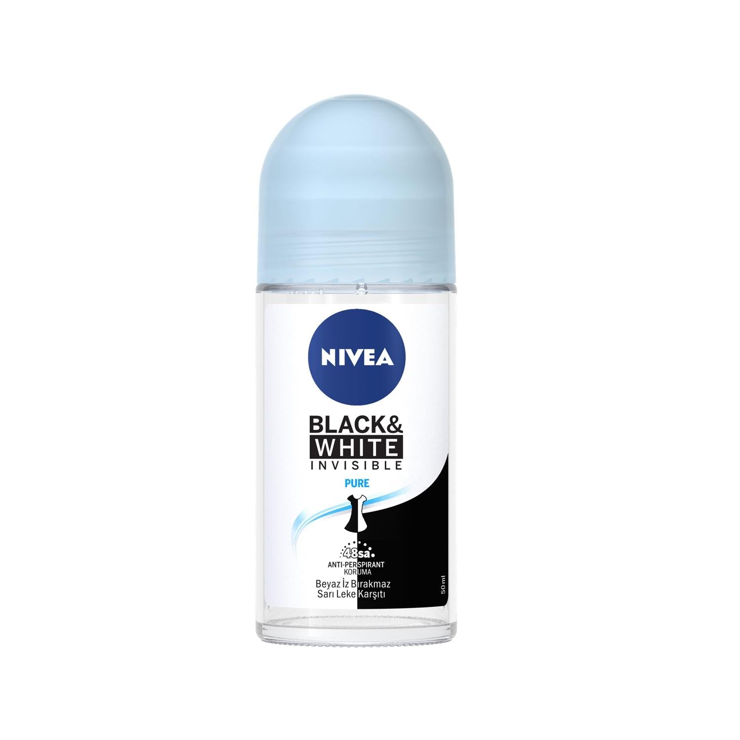 Nivea Invisible Black&White Pure Roll-On Deodorant - 50ml Antiperspirant for Stain-Free Clothing Nivea Invisible Black&White Pure Roll-On Deodorant 50ml Nivea Invisible Black&White, Deodorant Roll-On, Antiperspirant, Invisible Deodorant, Pure Deodorant, Stain-Free Clothing, Personal Hygiene, Skin Care, Roll-On Deodorant, 50ml Deodorant, Black and White Clothing Protection