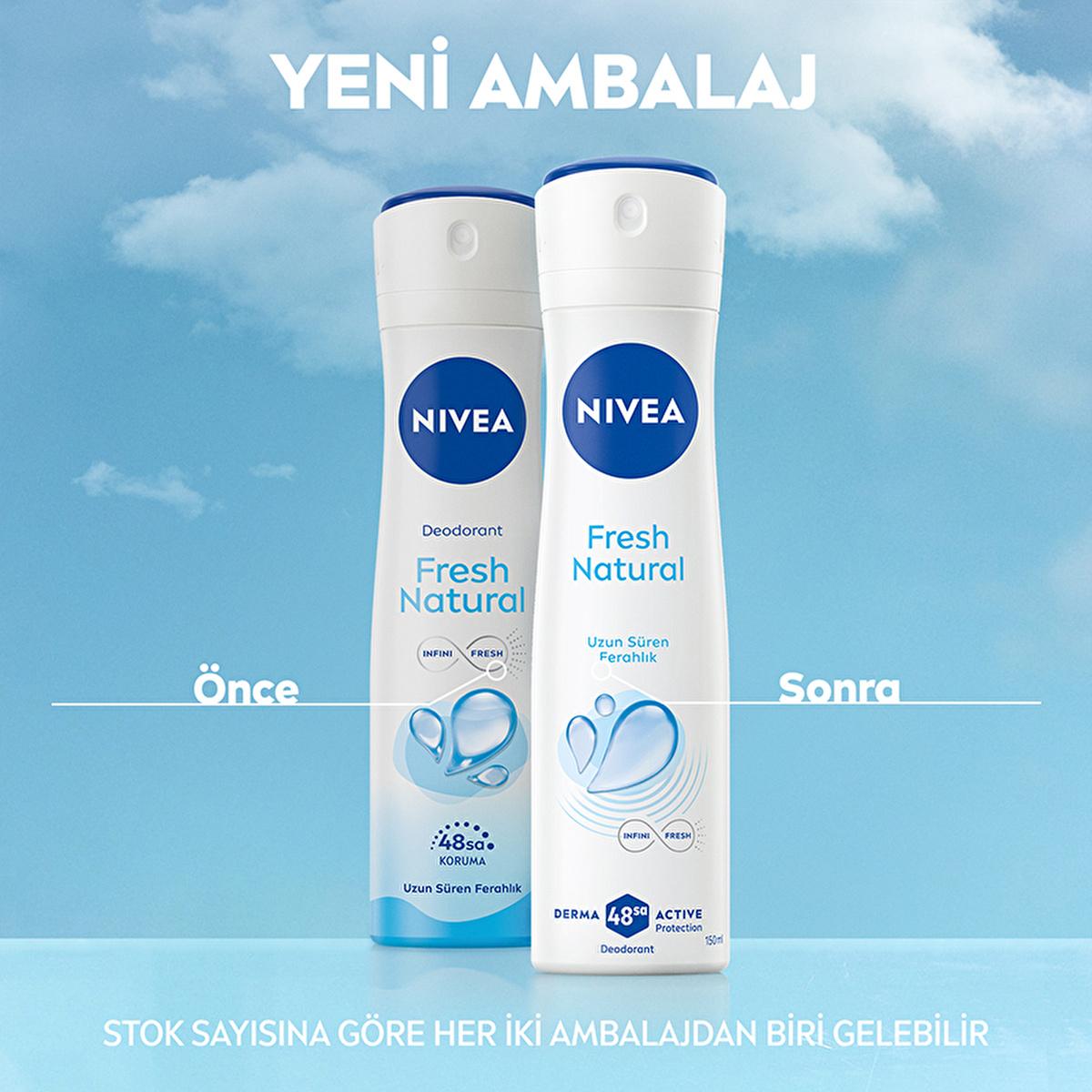 NIVEA Women's Fresh Natural Deodorant Spray - 48-hour Protection, Aluminum-free & Powder-free NIVEA Women's Fresh Natural Deodorant Spray - 48hr Protection NIVEA Women's Deodorant Spray, Fresh Natural Deodorant, Aluminum-free Deodorant, 48-hour Deodorant Protection, Derma Active Protection Deodorant, Women's Personal Care, Natural Fragrance, Sensitive Skin Friendly, Dermatologically Tested, Long-lasting Freshness, Ocean Essences, Powder-free Deodorant