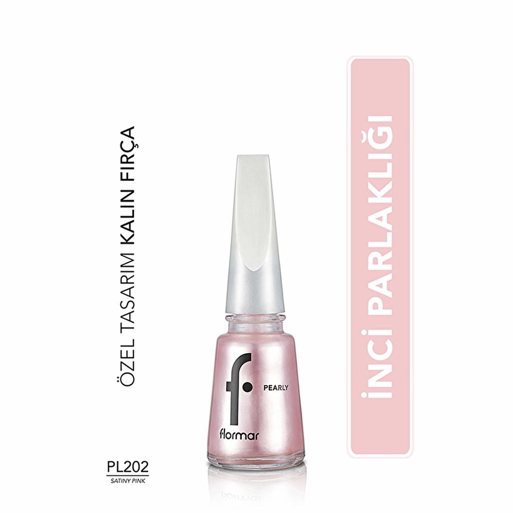 Flormar Pearly Yoğun Pigmentli ve Sedef Yansımalı Oje 202 Satiny Pink