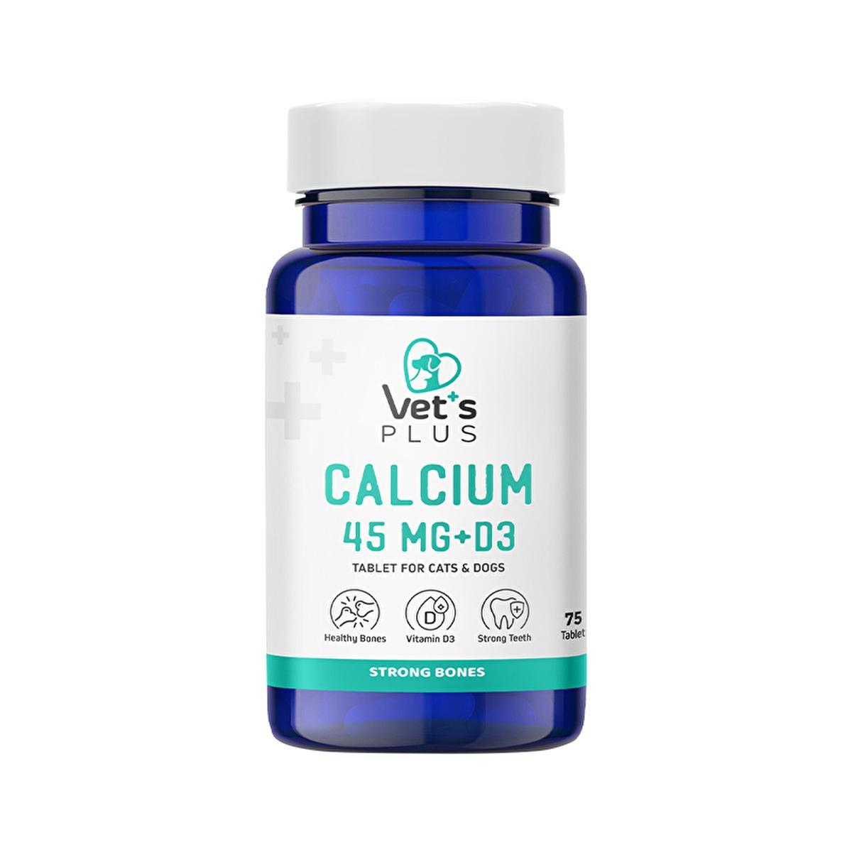Vet's Plus Calcium Supplement for Cats and Dogs - Supports Dental Health & Bone Development - 75 Tablets Vet's Plus Calcium Supplement for Pets calcium supplement for cats, calcium supplement for dogs, pet dental health supplement, pet bone development supplement, veterinary recommended pet supplements, pet health, dental health for pets, bone development for pets, cat supplements, dog supplements