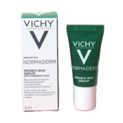 vichy normaderm probio-bha serum 5ml amber bottle, vichy normaderm probio-bha serum application on skin Vichy Normaderm Probio-BHA Serum - 5 ml Vichy Normaderm Serum - Probio-BHA | 5 ml vichy, normaderm, serum, probio-bha, acne-treatment, skincare, oily-skin, blemish-control, ai-generated, clear-skin