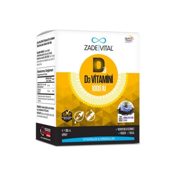 Zade Vital Vitamin D3 1000IU Spray Supplement - Supports Bone Health & Immune Function, 20ml - Vitamin & Supplement
