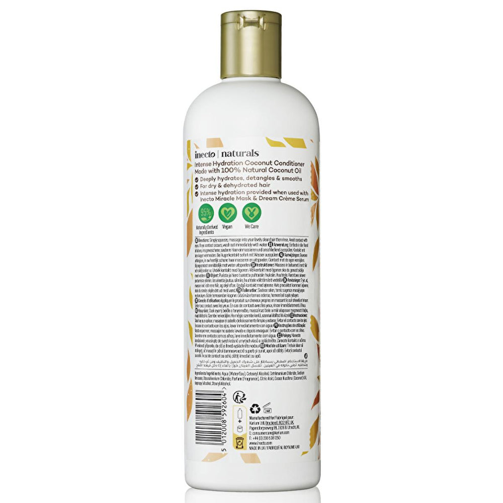 Inecto Coconut Hair Care Cream 500ml - Organic Coconut Oil for Dry, Damaged Hair - Hair Mask