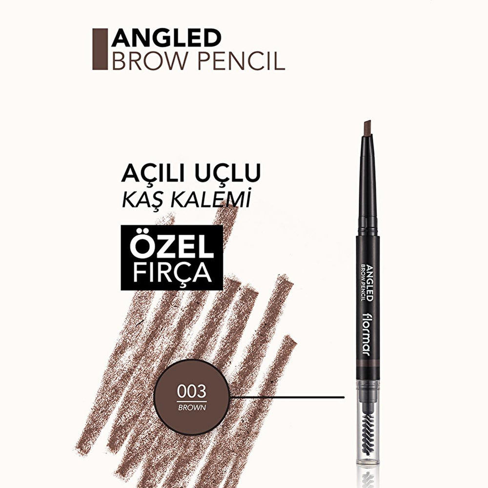 Flormar Angled Eyebrow Pencil with Brush - Long-Lasting, Natural Definition for Precise Brows - Eyebrow Pencil