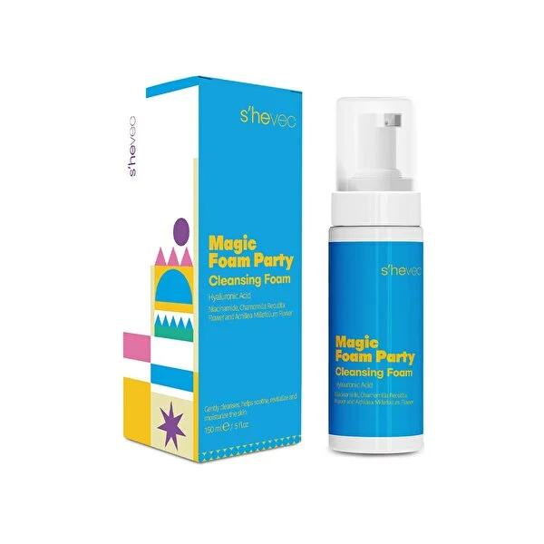 She Vec Magic Foam Party Facial Cleansing Foam for Sensitive Skin - Vegan, Natural Ingredients, 5.07 fl oz She Vec Facial Cleansing Foam for Sensitive Skin facial cleansing foam, sensitive skin care, vegan skincare, natural skincare products, chemical-free skincare, cruelty-free, moisturizing facial cleanser, gentle cleansing, Rosa Damascena Flower Extract, Chamomilla Recutita Flower Extract