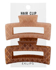 Eklips Rectangular Frosted Hair Claws Cream & Brown 2-Pack