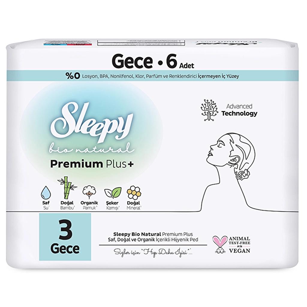 Sleepy Bio Natural Night Sanitary Pads for Heavy Flow 6 Count