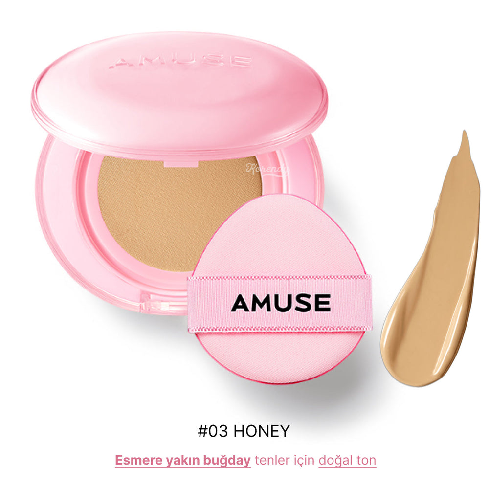 Amuse Dew Power Vegan Cushion SPF 50+ Radiant Finish 15g #03 Honey