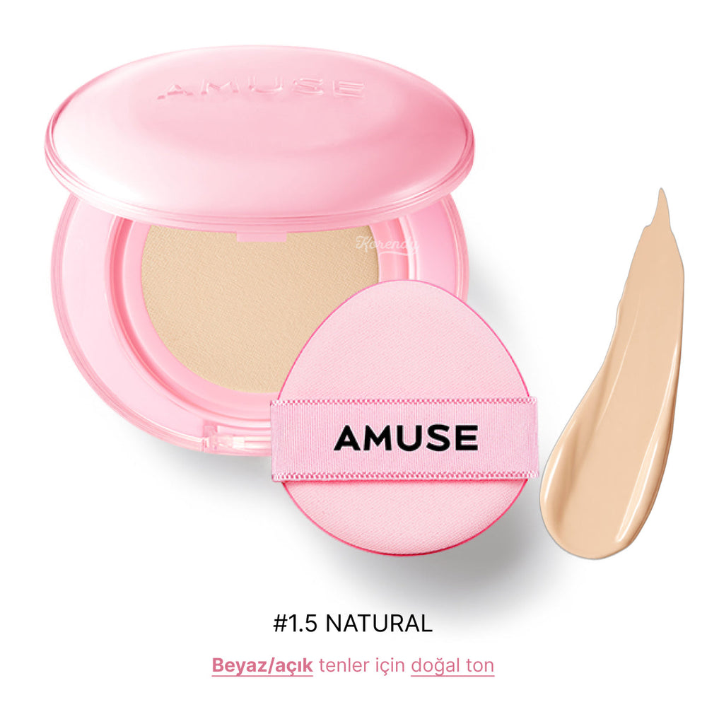 Amuse Dew Power Vegan Cushion SPF 50+ Glow Finish 15g #1.5 Natural