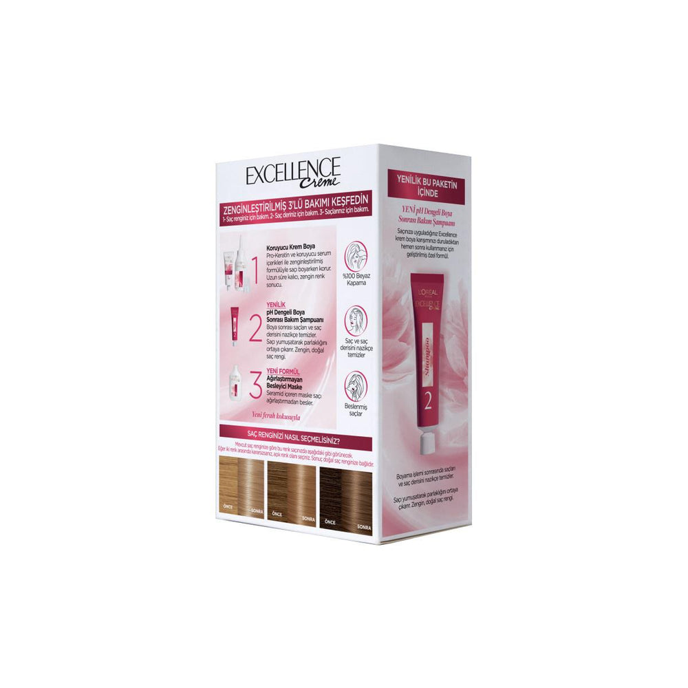 Loreal Paris Excellence Creme Hair Color - 7.31 Bal Köpüğü, Long-Lasting & Nourishing Hair Dye for Complete Grey - view 2