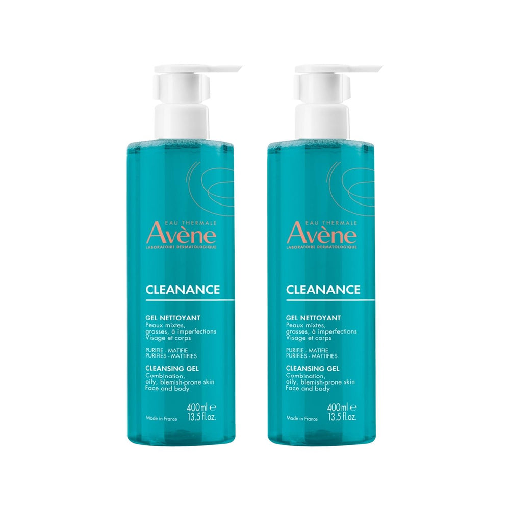 Avene Cleanance Gel: Gentle Facial Cleansing Gel for Oily & Acne-Prone Skin - Value Pack (2 x 400ml) Avene Cleanance Gel: Gentle Cleanser for Oily, Acne-Prone Skin Avene Cleanance Gel, Facial Cleansing Gel, Oily Skin Cleanser, Acne prone skin cleanser, Gentle Facial Wash, facial cleanser, oily skin, acne-prone skin, gentle cleanser, face wash, skincare, Avene, sensitive skin, deep cleanse, dirt removal, impurity removal, blemish reduction, face care, daily cleanser, dermatologist recommended, value pack, cl