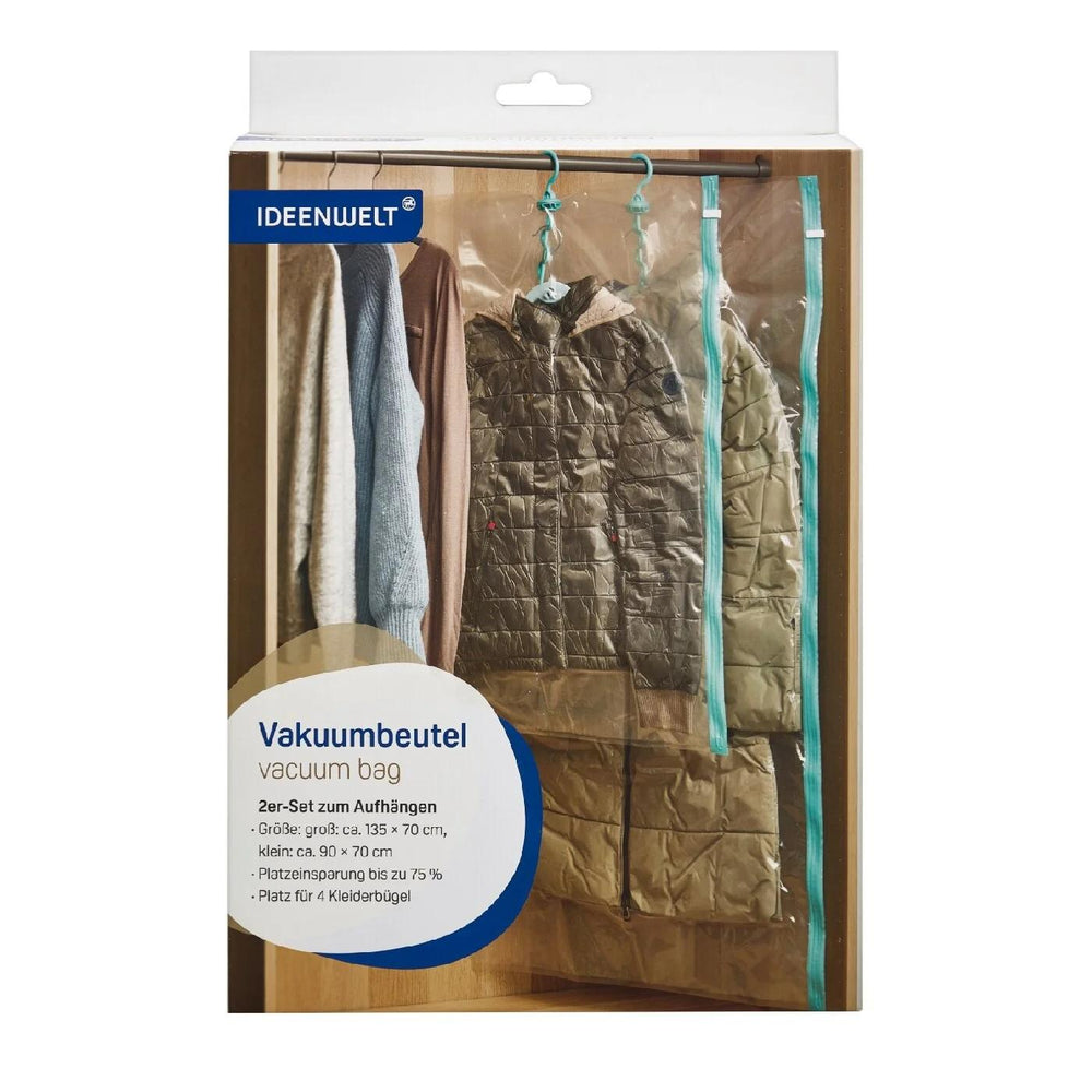 Ideenwelt Hanging Vacuum Storage Bags for Clothes 2-Pack