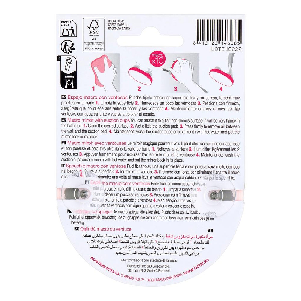 Beter 10x Magnifying Suction Cup Mirror for Precise Grooming