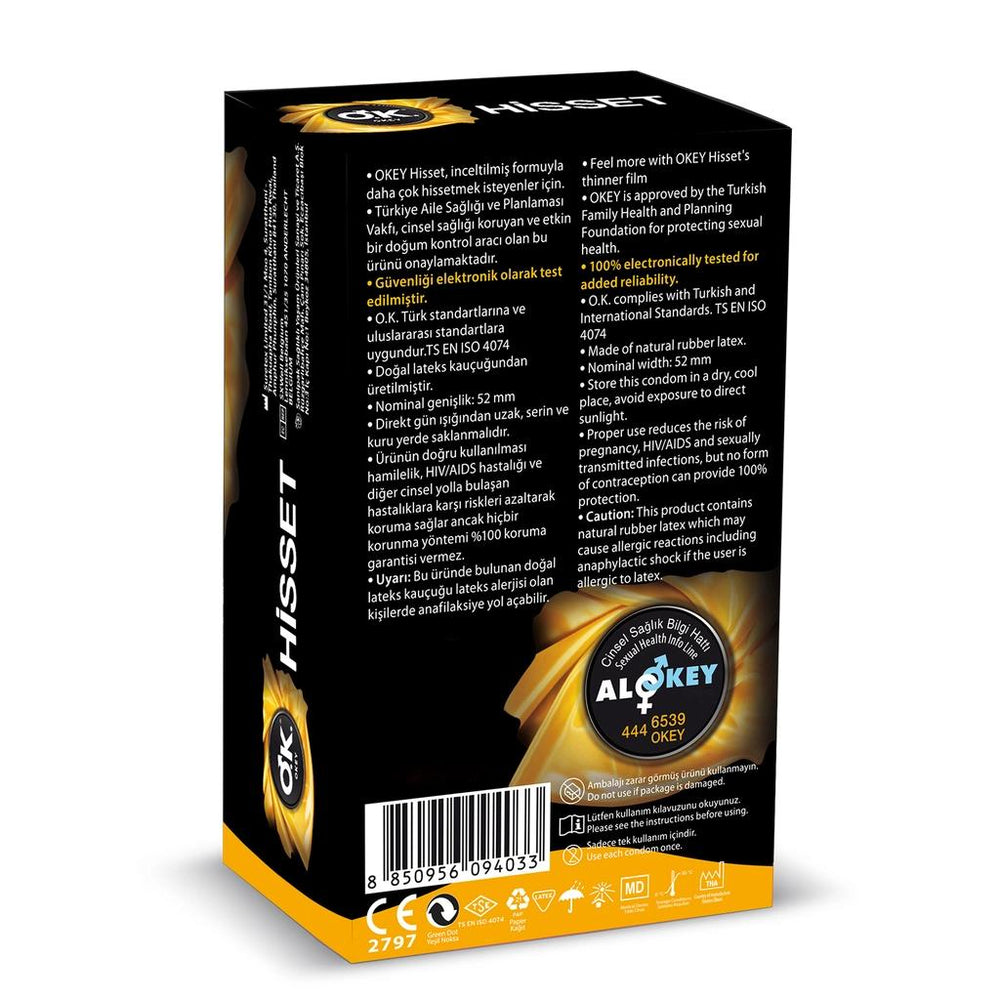 Okey Hisset Ultra-Thin Condoms for Enhanced Sensitivity 20-Pack