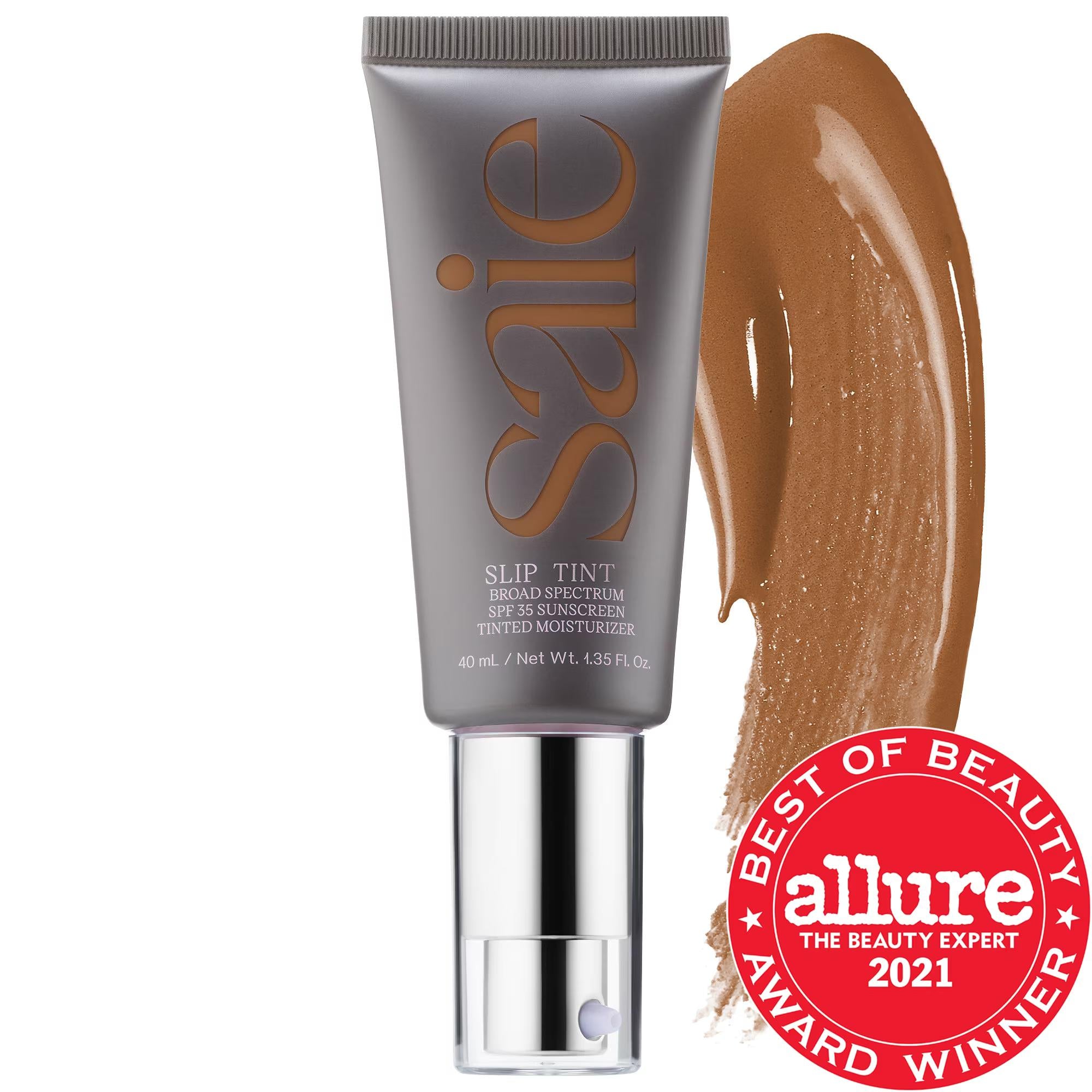 Saie Slip Tint - Lightweight Tinted Moisturizer with SPF 35, Hyaluronic Acid &amp; Mineral Zinc for Natural Dewy Coverage Saie Slip Tint - Tinted Moisturizer SPF 35 tinted moisturizer, SPF 35, non-comedogenic, fragrance-free, dermatologist-tested, natural makeup, mineral sunscreen, hyaluronic acid skincare, Saie, Slip Tint, lightweight coverage, dewy finish, everyday makeup, sensitive skin friendly, skincare benefits, sun protection, clean beauty, cruelty-free, gluten-free