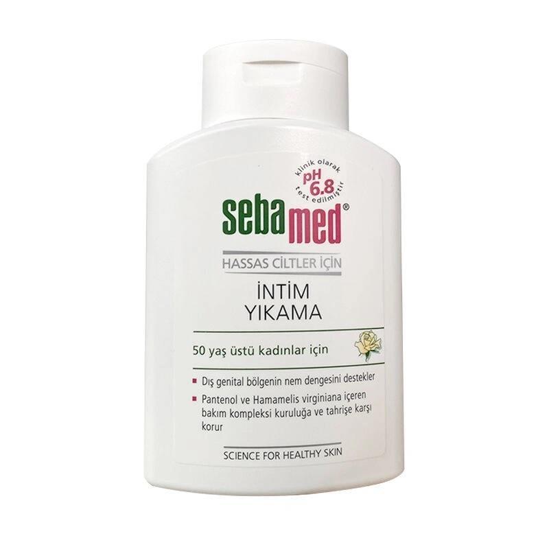 sebamed intim wash ph 6.8 200 ml bottle, close-up of sebamed intim wash label, woman using sebamed intim wash Sebamed Intim Wash pH 6.8 - Gentle Cleanser for Women Over 50 | 200 ml Sebamed Intim Wash - pH 6.8 for Women Over 50 | 200 ml sebamed, intim-wash, intimate-hygiene, pH-balanced, women-over-50, natural-cleansing, gentle-cleanser, personal-care, ai-generated, health-and-beauty