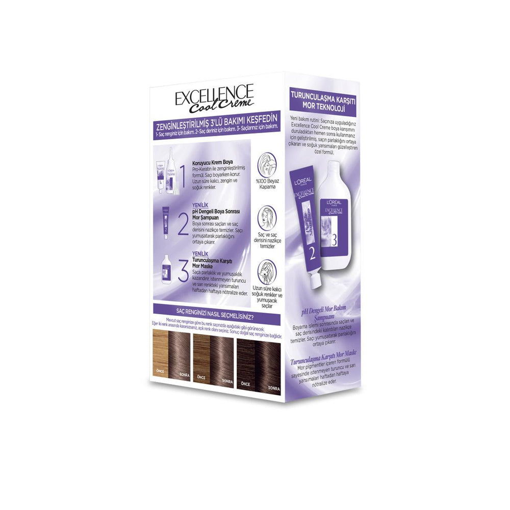 Loreal Paris Excellence Cool Creme Hair Dye 7.11 - Long-Lasting Cool Tones with Pro-Keratin - Hair Dye