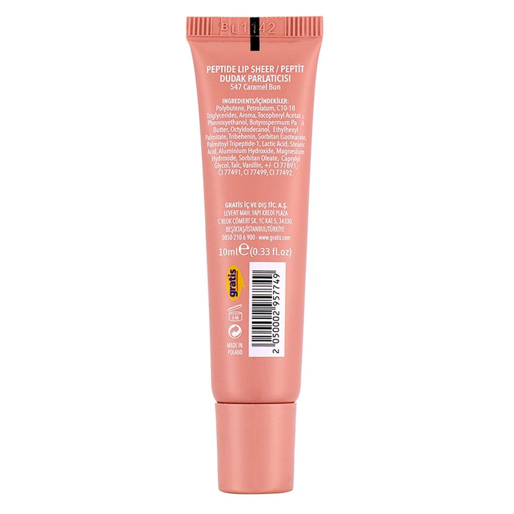 LYKD Peptide Lip Sheer Gloss in 547 Caramel Bun for Hydrated Lips