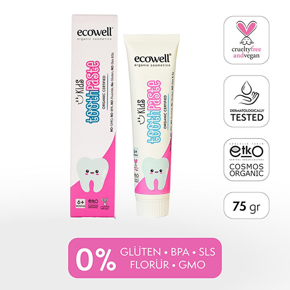 Ecowell Organic Children's Toothpaste - Cosmos Certified, Vegan, Blackberry Flavored for Kids 6+ Months - view 2