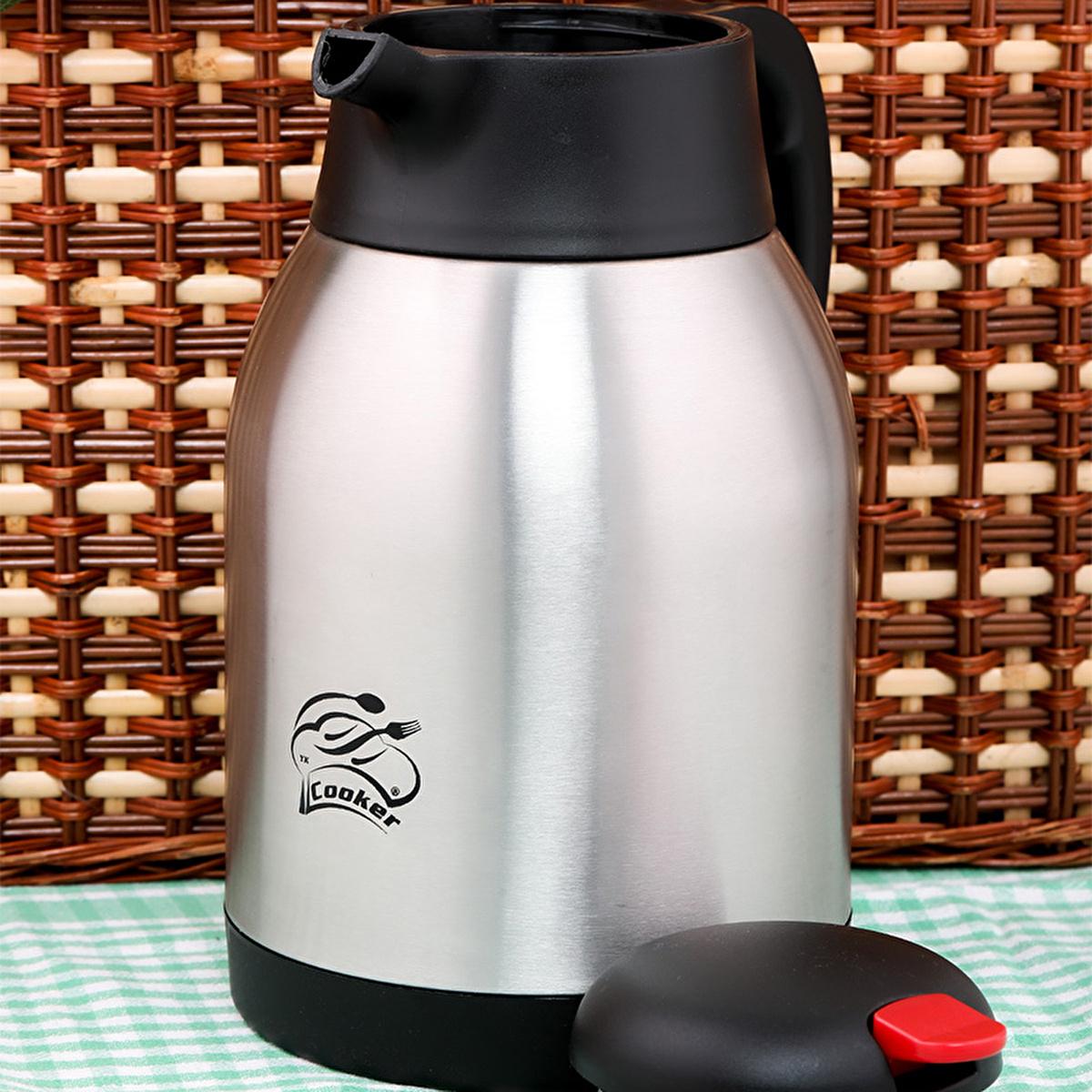 Cooker Stainless Steel Thermos 2L - Insulated Flask for Hot & Cold Drinks, Durable & Long-Lasting Cooker 2L Stainless Steel Thermos - Hot & Cold Drinks stainless steel thermos, insulated flask, double-walled thermos, hot and cold drinks container, durable thermos, outdoor gear, camping equipment, picnic essentials, office accessories, eco-friendly products, temperature control, beverage container