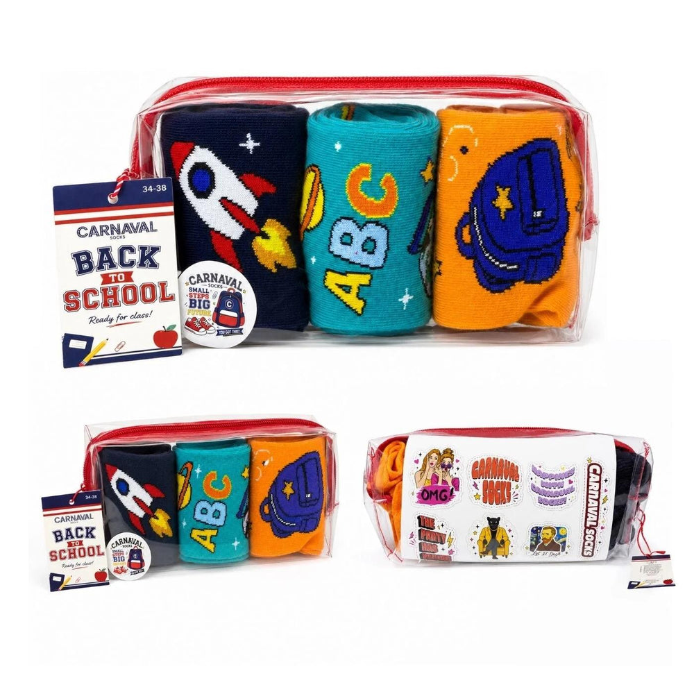 Carnaval Socks Back to School Pencil Case Men's Socks 3-Pack