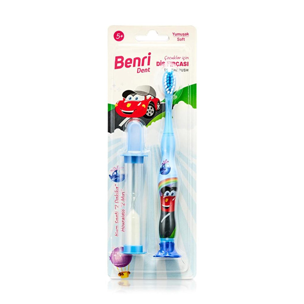 Benri Dent Kids Soft Toothbrush with Sand Timer Blue